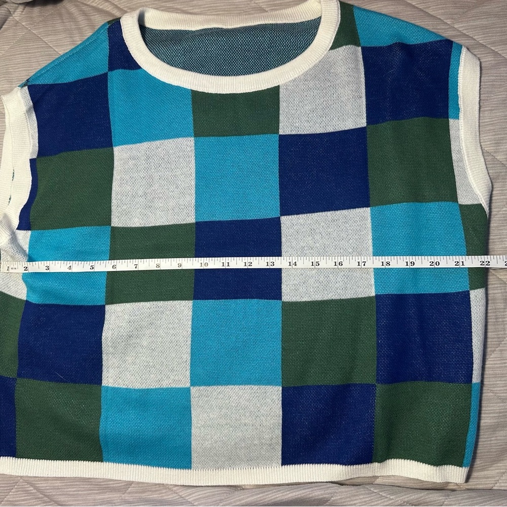Colorful Checkered Knit Top